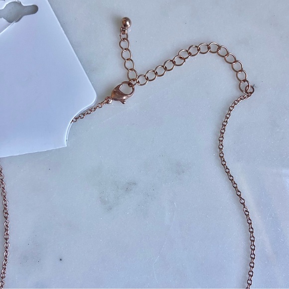 NWT Just Me, My Elf & I Rose Gold Toned Dainty Christmas Holiday Necklace - Picture 4 of 7